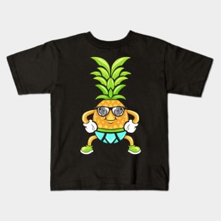 Cartoon Pineapple With Sunglasses And Underwear Kids T-Shirt